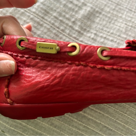 Coach Red Leather Tassel Loafers 7.5 - Picture 4 of 14